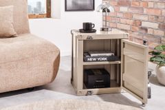 Container-Schrank GLOBETROTTER 50cm greige Metall Nachttisch Beistellschrank