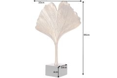 Dekorative Skulptur GINKGO LEAF 44cm gold handmade Metall mit Marmorsockel