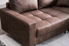 Modernes Ecksofa KENT 220cm braun Federkern Wohnlandschaft inkl. Hocker und Kissen