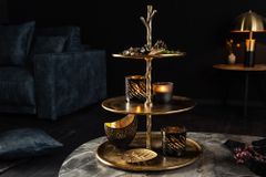 Design Etagere ABSTRACT 50cm gold Metall mit drei Etagen