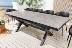 Ausziehbarer In- und Outdoor Esstisch EMPIRE 180-240cm hellgrau Keramik anthrazit