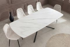 Design Esstisch OSAKA 160cm weiß Keramik schwarz Sterngestell Metall