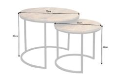 Industrial 2er Set Beistelltische ELEMENTS 60cm Mangoholz massiv rund schwarzes Metallgestell