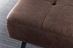 Design Sitzbank BOUTIQUE 100cm antik braun Microfaser schwarze Metallbeine Polsterbank