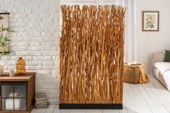 Handgefertigte Stehlampe NATURAL PARAVENT 180cm Longan-Holz Raumtrenner