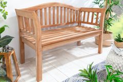Massive Gartenbank EMPIRE TEAK 130cm natur Teakholz Outdoor-Sitzbank mit Lehne