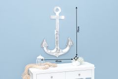 Maritime Wanddekoration SEVEN SEAS 70cm silber 3D Anker