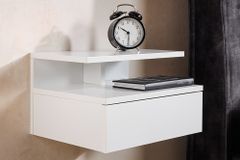 Hängender Nachttisch FLOATING 35cm weiß Regal mit Schublade