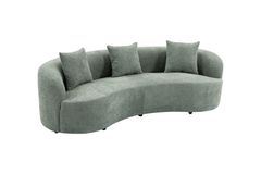 Organisches Sofa ATELIER 230cm salbei Bouclé 3-Sitzer Couch inkl. Kissen