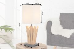Handgearbeitete Treibholz Tischleuchte EUPHORIA 45cm beige mit Leinenschirm