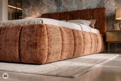 Design Boxbett ADLON 180x200cm rostbraun Chenille Cremona mit Stauraum und Lattenrost