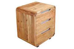 Massiver Rollcontainer CUBUS 60cm braun Akazienholz honey finish drei Schubladen