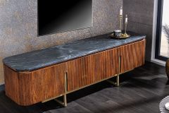 Design TV-Board GATSBY 160cm braun gold Mangoholz Marmor Metallgestell