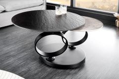Design Couchtisch DANCING RINGS schwarz grau rund drehbar Keramik Metall