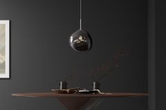 Runde Hängelampe LIQUID DIAMOND 35cm smoke Glas Stahl Kugelleuchte