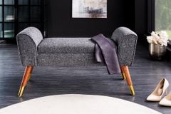 Retro Sitzbank SCARLETT 90cm anthrazit Bouclé mit Armlehnen