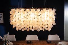 Design Hängelampe SHELL REFLECTIONS 80cm Muschellampe Perlmutt