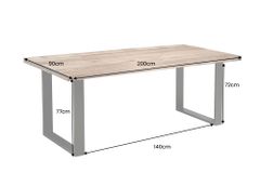 Massiver Esstisch IRON CRAFT 200cm natur Mangoholz Eisen Kufengestell Industrial Design