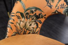 Design Stuhl PRÊT-À-PORTER gelb Samt florales Muster und goldene Fußkappen