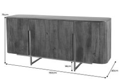Design Sideboard GATSBY 160cm braun mattgold Mangoholz Retro