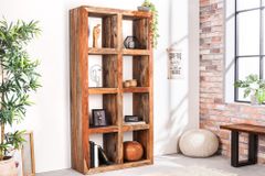 Massives Regal MAKASSAR 180cm Sheesham Holz smoke finish 8 Fächer handmade
