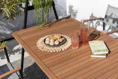 Outdoor Gartentisch RIO 190cm anthrazit Aluminium Massivholz mit Dekostange wetterfest