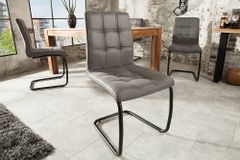 Industrial Freischwinger Stuhl MODENA vintage grau mit Ziersteppung