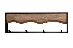 Massive Wandgarderobe AMAZONAS 60cm Mangoholz Metall schwarz mit 4 Kleiderhaken