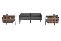 In- und Outdoor Lounge-Sessel UNIQUE 70cm schwarz braun grau Aluminium inkl. Kissen