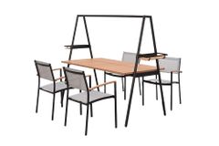 Outdoor Gartentisch RIO 190cm anthrazit Aluminium Massivholz mit Dekostange wetterfest
