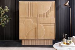 Design Highboard ART DECO 120cm weiß gekälkt Mangoholz massiv 3D Front