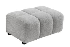 Moderner Hocker CLOUD 100cm grau Bouclé Federkern Fußhocker Sitzhocker