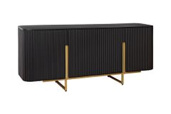 Massives Sideboard GATSBY 160cm schwarz gold Mangoholz Retro handmade