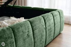 Design Boxbett ADLON 180x200cm petrol grün Chenille Cremona mit Stauraum und Lattenrost
