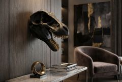 Extravagante Wanddekoration T-REX 40cm schwarz handmade Dinosaurier-Kopf