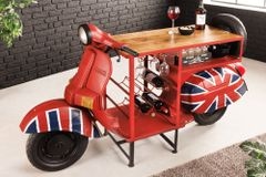 Design Bartisch SCOOTER 180cm rot Mangoholz Handarbeit Upcycling