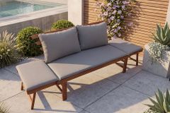 Outdoor Garten Sitzbank MODULAR 200cm natur grau Akazie inkl. Kissen klappbar