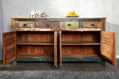 Einzigartiges Sideboard JAKARTA 160cm bunt recyceltes Massivholz aus Fischerbooten