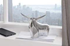 Moderne Skulptur BIG BULL silber Aluminium Dekoration Stierfigur Briefbeschwerer