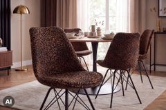 Design Stuhl SCANDINAVIA MEISTERSTÜCK braun schwarz Chenille schwarz Metallgestell