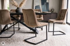 Freischwinger Stuhl MIAMI taupe Cord matt schwarz Metallgestell