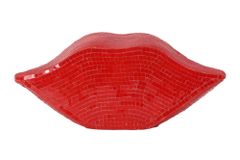 Glamouröse Deko-Figur DISCO LIP 30cm rot Glas-Mosaik-Design handmade