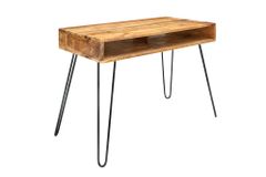 Massiver Schreibtisch SCORPION 100cm natur Mangoholz Hairpin Legs