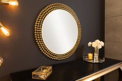Runder Wandspiegel PEARLS 75cm gold Metall