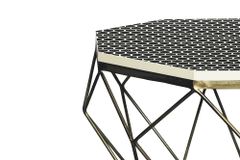 Couchtisch DIAMOND 70cm schwarz weiß messing Mosaik Kunsthandwerk
