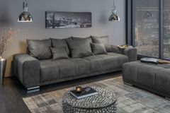 Extravaganter Hocker ELEGANCIA 110cm grau mit Ziersteppung