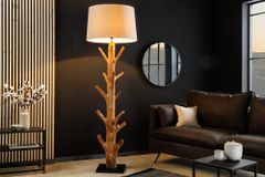 Design Stehlampe TREE NATURE 180cm Massivholz Leinenschirm handmade