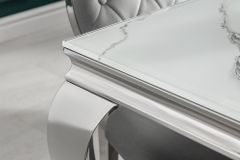 Design Esstisch MODERN BAROCK 180cm weiß chrom Glasplatte Marmor Edelstahlbeine