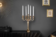 Kerzenständer MODERN BAROCK 40cm gold 5-armig Lüster Aluminium poliert Kerzenhalter