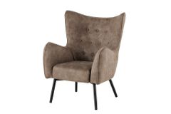Design XL Sessel AMSTERDAM taupe Microfaser schwarze Metallbeine